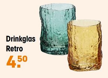 Promoties Drinkglas retro - Huismerk - Kwantum - Geldig van 19/02/2024 tot 25/02/2024 bij Kwantum