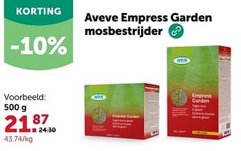 Promotions Aveve empress garden mosbestrijder - Produit maison - Aveve - Valide de 28/02/2024 à 10/03/2024 chez Aveve