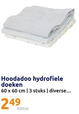 Promoties Hoodadoo hydrofiele doeken - Huismerk - Action - Geldig van 21/02/2024 tot 27/02/2024 bij Action