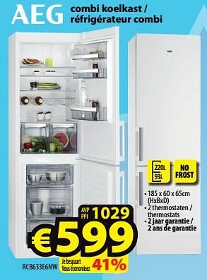Promotions Aeg combi koelkast - réfrigérateur combi rcb633e6nw - AEG - Valide de 28/02/2024 à 06/03/2024 chez ElectroStock