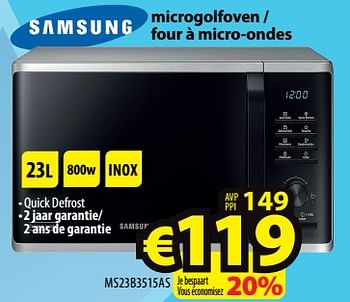 Promoties Samsung microgolfoven - four à micro-ondes ms23b3515as - Samsung - Geldig van 28/02/2024 tot 06/03/2024 bij ElectroStock