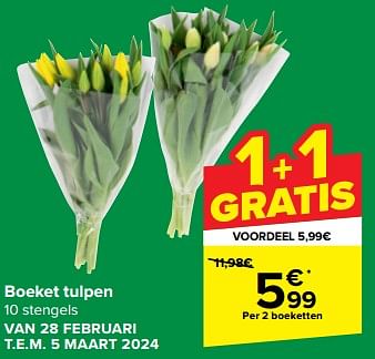 Promoties Boeket tulpen - Huismerk - Carrefour Express - Geldig van 28/02/2024 tot 05/03/2024 bij Carrefour Express
