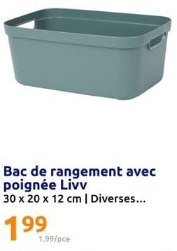 Promotions Bac de rangement avec poignee livv - Produit Maison - Action - Valide de 21/02/2024 à 27/02/2024 chez Action