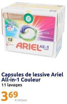 Promotions Capsules de lessive ariel all-in-1 couleur - Ariel - Valide de 21/02/2024 à 27/02/2024 chez Action