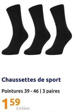 Promotions Chaussettes de sport - Produit Maison - Action - Valide de 21/02/2024 à 27/02/2024 chez Action