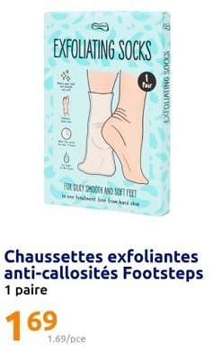Promoties Chaussettes exfoliantes anti-callosités footsteps - Footsteps - Geldig van 21/02/2024 tot 27/02/2024 bij Action