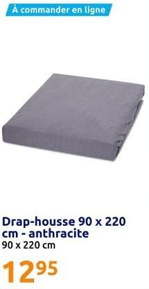 Promotions Drap-housse anthracite - Produit Maison - Action - Valide de 21/02/2024 à 27/02/2024 chez Action