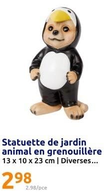 Promotions Statuette de jardin animal en grenouillére - Produit Maison - Action - Valide de 21/02/2024 à 27/02/2024 chez Action