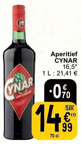 Promoties Aperitief cynar - Cynar - Geldig van 27/02/2024 tot 04/03/2024 bij Cora