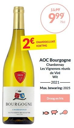 Promoties Aoc bourgogne chardonnay les vignerons réunis de viré wit - Witte wijnen - Geldig van 27/02/2024 tot 17/03/2024 bij Intermarche
