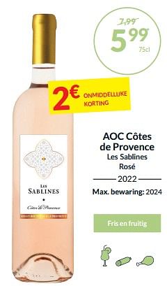 Promoties Aoc côtes de provence les sablines rosé - Rosé wijnen - Geldig van 27/02/2024 tot 17/03/2024 bij Intermarche