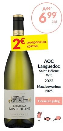 Promoties Aoc languedoc saint-hélène wit - Witte wijnen - Geldig van 27/02/2024 tot 17/03/2024 bij Intermarche