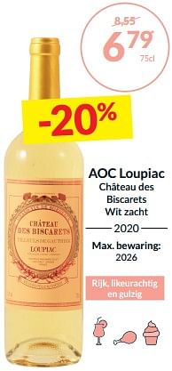 Promoties Aoc loupiac château des biscarets wit zacht - Witte wijnen - Geldig van 27/02/2024 tot 17/03/2024 bij Intermarche