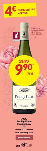 Promoties Aoc pouilly-fumé domaine carroy wit - Witte wijnen - Geldig van 27/02/2024 tot 17/03/2024 bij Intermarche