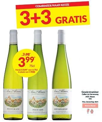 Promoties Gewürztraminer cellier du herrenweg aoc alsace wit - Witte wijnen - Geldig van 27/02/2024 tot 17/03/2024 bij Intermarche