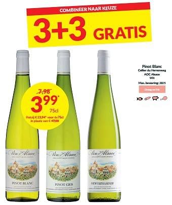 Promoties Pinot blanc cellier du herrenweg aoc alsace wit - Witte wijnen - Geldig van 27/02/2024 tot 17/03/2024 bij Intermarche
