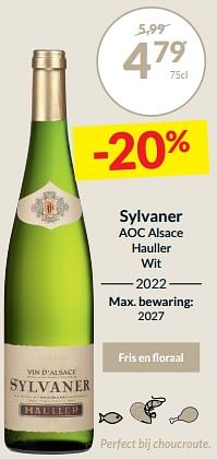 Promoties Sylvaner aoc alsace hauller wit - Witte wijnen - Geldig van 27/02/2024 tot 17/03/2024 bij Intermarche