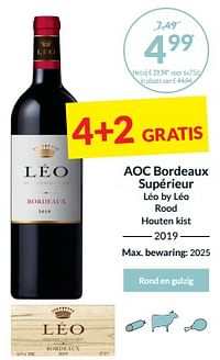 Aoc bordeaux supérieur léo by léo rood houten kist-Rode wijnen