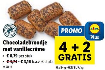 Promoties Chocoladebroodje met vanillecrème - Huismerk - Lidl - Geldig van 28/02/2024 tot 05/03/2024 bij Lidl