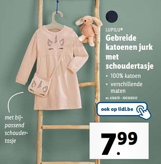 Promoties Gebreide katoenen jurk met schoudertasje - Lupilu - Geldig van 28/02/2024 tot 05/03/2024 bij Lidl