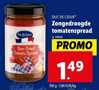 Promoties Zongedroogde tomatenspread - Duc De Coeur - Geldig van 28/02/2024 tot 05/03/2024 bij Lidl
