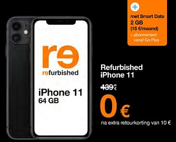 Promoties Apple refurbished iphone 11 - Apple - Geldig van 20/02/2024 tot 29/02/2024 bij Orange
