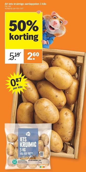 Promoties Ah iets kruimige aardappelen - Huismerk - Albert Heijn - Geldig van 26/02/2024 tot 03/03/2024 bij Albert Heijn