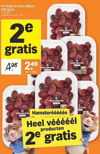 Promotions Ah rode druiven pitloos - Produit Maison - Albert Heijn - Valide de 26/02/2024 à 03/03/2024 chez Albert Heijn