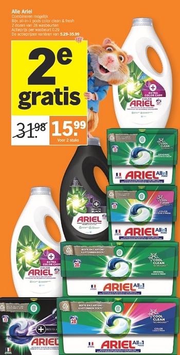 Promoties All-in-1 pods color clean + fresh - Ariel - Geldig van 26/02/2024 tot 03/03/2024 bij Albert Heijn