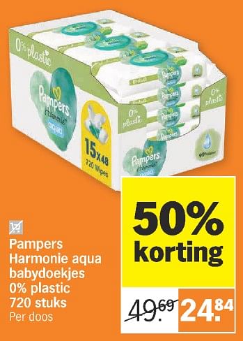 Promoties Pampers harmonie aqua babydoekjes 0% plastic - Pampers - Geldig van 26/02/2024 tot 03/03/2024 bij Albert Heijn