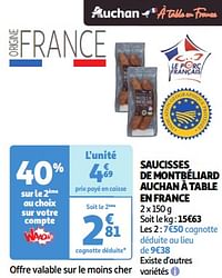 Saucisses de montbéliard auchan à table en france-Huismerk - Auchan