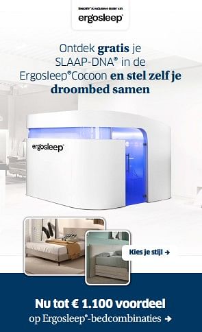 Promoties Nu tot € 1.100 voordeel op ergosleep-bedcombinaties - Huismerk - Sleeplife - Geldig van 01/03/2024 tot 09/03/2024 bij Sleeplife
