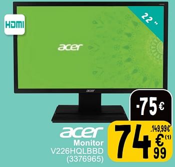 Promoties Acer monitor v226hqlbbd - Acer - Geldig van 27/02/2024 tot 11/03/2024 bij Cora