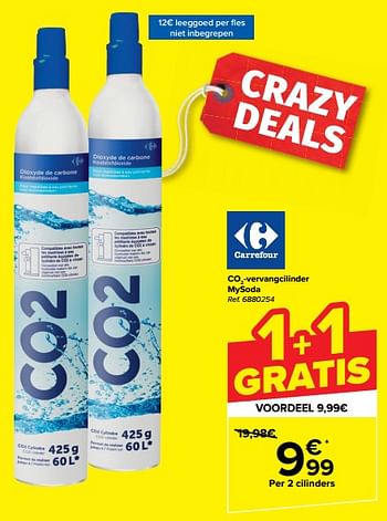 Promoties Co2-vervangcilinder mysoda - Huismerk - Carrefour  - Geldig van 28/02/2024 tot 05/03/2024 bij Carrefour