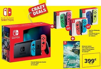 Promoties Console nintendo switch + joy-con nintendo switch + nintendo switch the legend of zelda - tears of the kingdom - Nintendo - Geldig van 28/02/2024 tot 05/03/2024 bij Carrefour