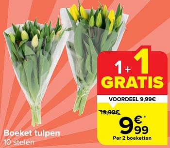 Promoties Boeket tulpen - Huismerk - Carrefour  - Geldig van 28/02/2024 tot 05/03/2024 bij Carrefour