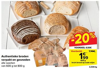Promoties Bruin brood op oude wijze - Huismerk - Carrefour  - Geldig van 28/02/2024 tot 05/03/2024 bij Carrefour