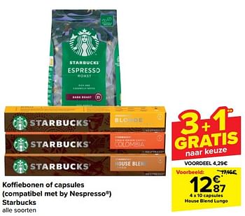 Promoties Capsules house blend lungo - Starbucks - Geldig van 28/02/2024 tot 05/03/2024 bij Carrefour