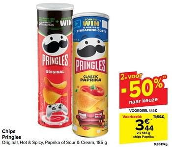 Promoties Chips paprika - Pringles - Geldig van 28/02/2024 tot 05/03/2024 bij Carrefour
