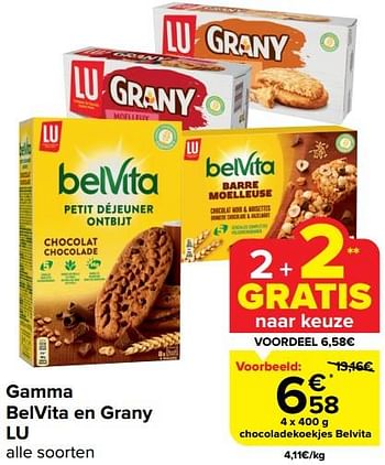 Promoties Chocoladekoekjes belvita - Lu - Geldig van 28/02/2024 tot 05/03/2024 bij Carrefour