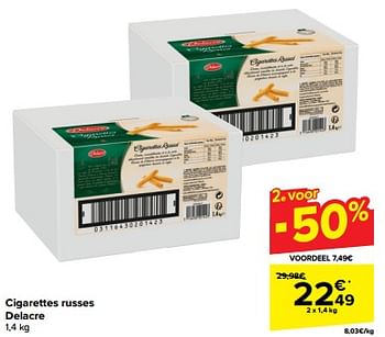 Promoties Cigarettes russes delacre - Delacre - Geldig van 28/02/2024 tot 11/03/2024 bij Carrefour