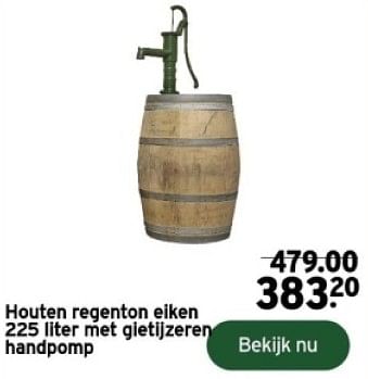 Promotions Houten regenton eiken met gietijzeren handpomp - Produit maison - Gamma - Valide de 14/02/2024 à 31/12/2024 chez Gamma