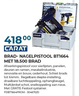 Promotions Carat brad nagel retool bti664 met 18.500 bi - Carat - Valide de 22/02/2024 à 31/03/2024 chez Group Meno