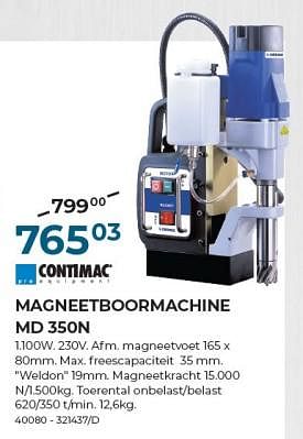 Promoties Contimac magneetboormachine md 350n - Contimac - Geldig van 22/02/2024 tot 31/03/2024 bij Group Meno