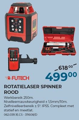 Promotions Futech rotatielaser spinner rood - Futech - Valide de 22/02/2024 à 31/03/2024 chez Group Meno