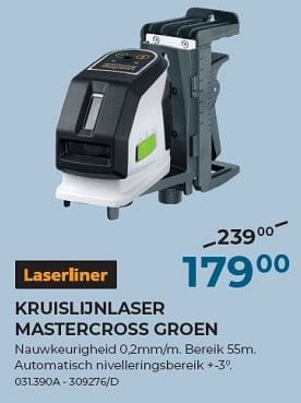 Promotions Laserliner kruislijnlaser mastercross groen - LaserLiner - Valide de 22/02/2024 à 31/03/2024 chez Group Meno