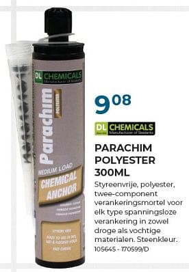 Promoties Parachim polyester - DL Chemicals - Geldig van 22/02/2024 tot 31/03/2024 bij Group Meno