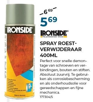 Promotions Spray roest verwiijderaar - Ironside - Valide de 22/02/2024 à 31/03/2024 chez Group Meno