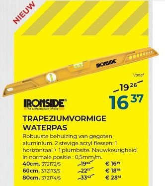 Promoties Trapeziumvormige waterpas - Ironside - Geldig van 22/02/2024 tot 31/03/2024 bij Group Meno