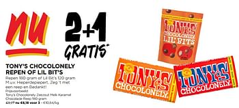 Promoties Tony’s chocolonely zeezout melk karamel chocolade reep - Tony's - Geldig van 28/02/2024 tot 05/03/2024 bij Jumbo